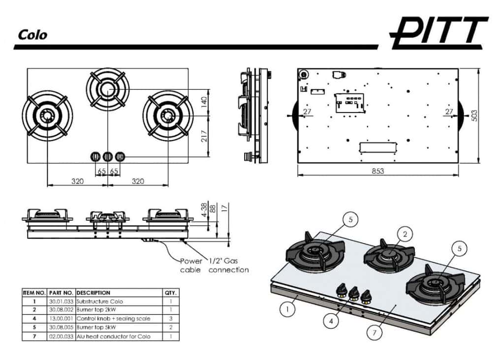 Pitt Cooking Module Top Side מבערים על השיש דגם COLO של PITT COOKING פיט קוקינג | קרייזמן חשמל